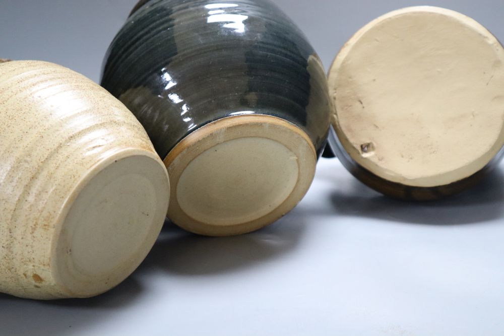 A collection of four pieces of high fired Studio pottery by Andrew Rudebeck, tallest 21cm